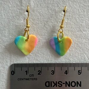 Handmade Rainbow Heart Earrings